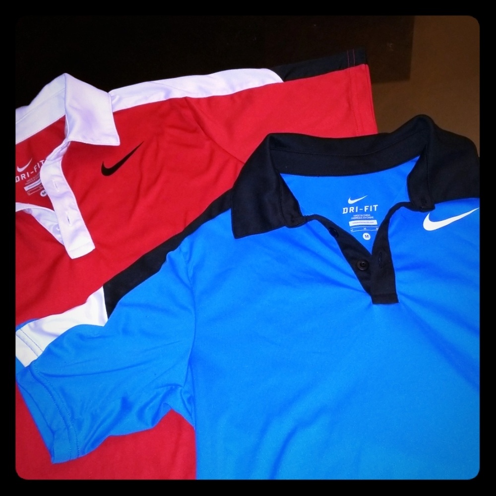 Two Nike Golf Dri-Fit Polos Boys Medium 10/12